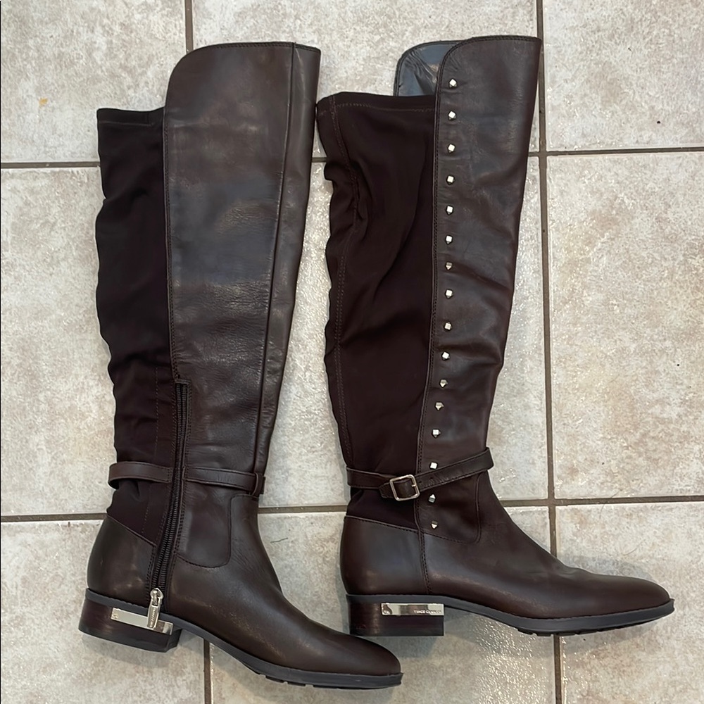 Vince Camuto Brown Over the Knee Boots with Vintage Leather